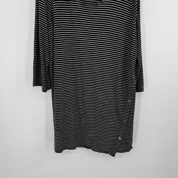 Pure Jill womens Asymmetric-Button Tunic Black & White Stripes Size XL Tall - Picture 3 of 9